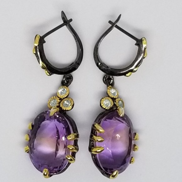 55 carat ametrine, topaz sterling earrings - Picture 2 of 4